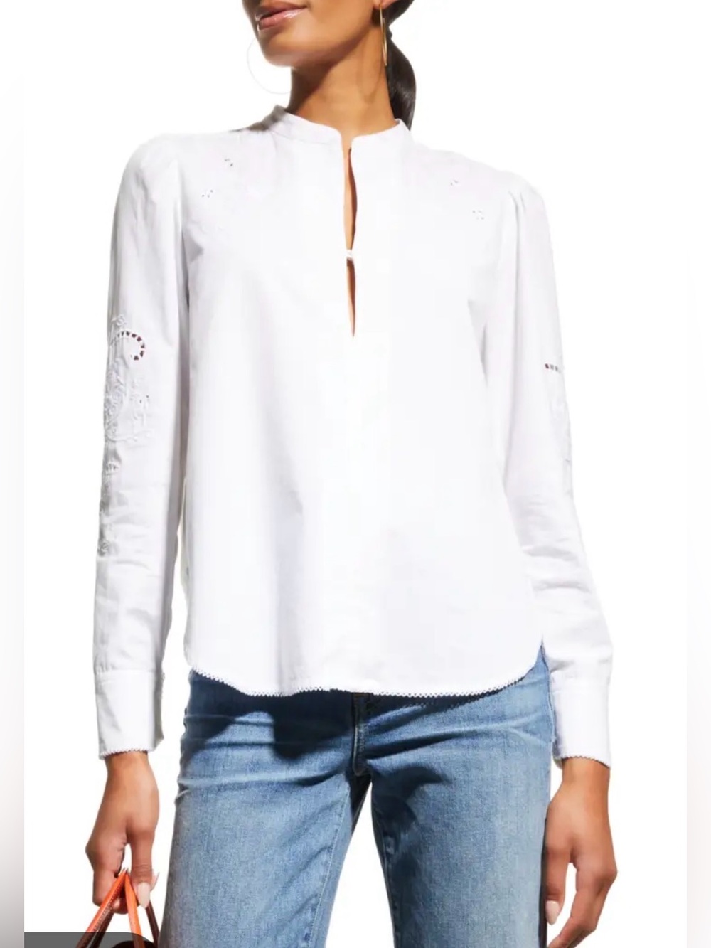 Rag & Bone Jade Floral
Embroidered Long-Sleeve 100% cotton